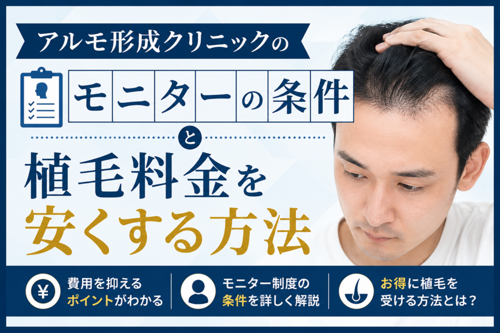 アルモ形成クリニックのモニターの条件。植毛料金を安くする方法