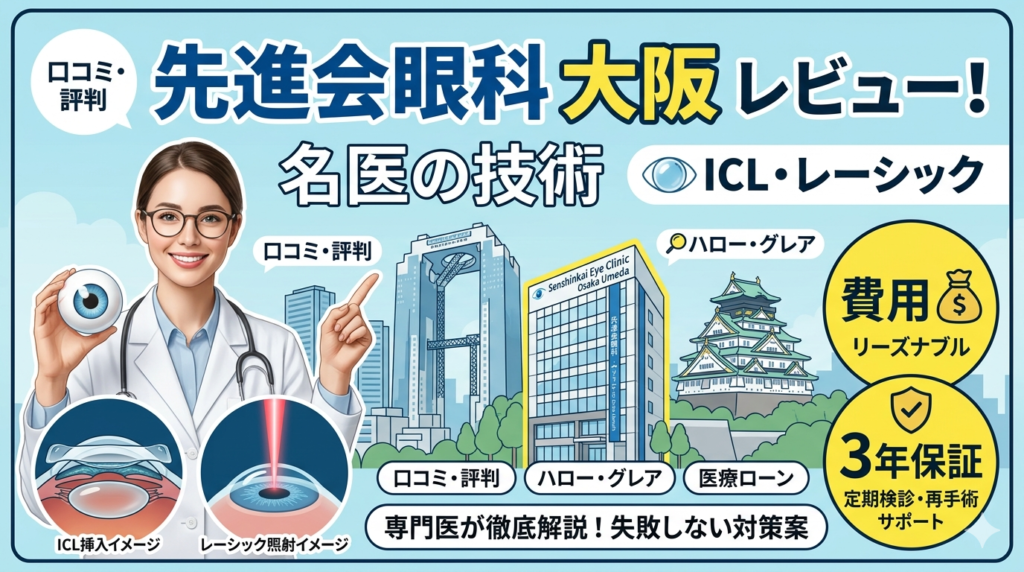 先進会眼科の大阪のレビュー!名医の技術や費用と3年保証