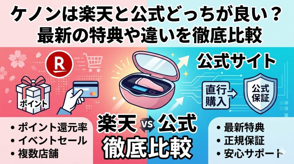 ケノンは楽天と公式どっちが良い？最新の特典や違いを徹底比較