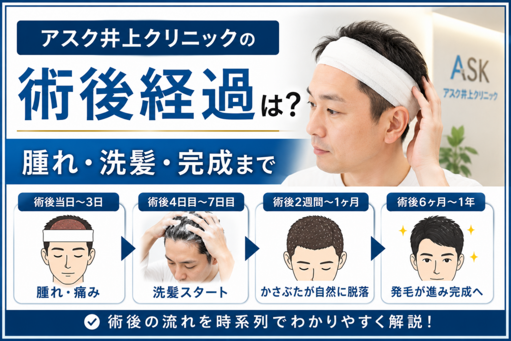 アスク井上クリニックの術後経過は？腫れ・洗髪・完成まで